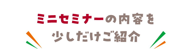 ミニセミナーの内容を少しだけご紹介